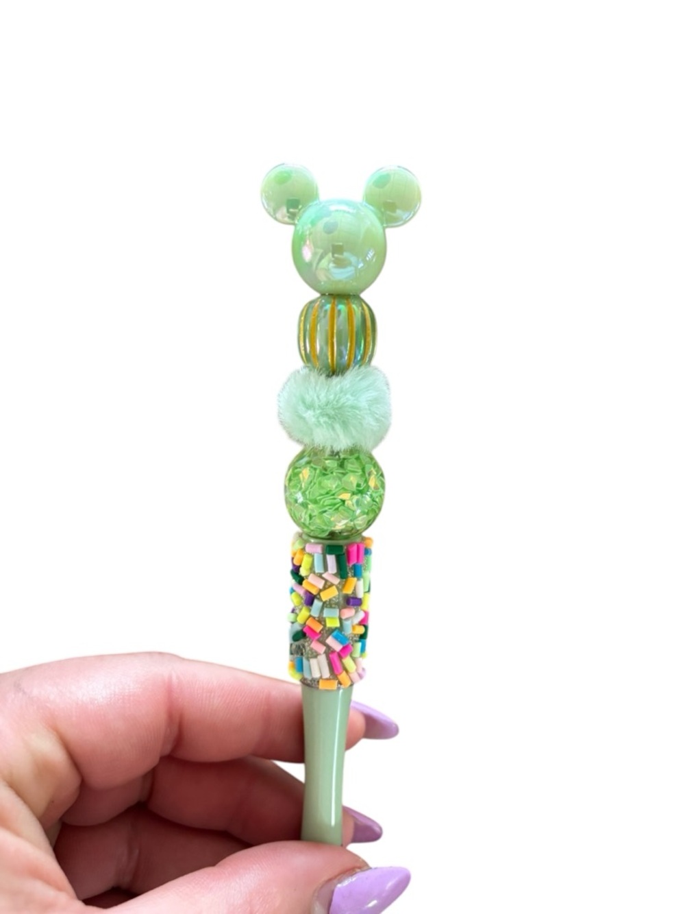 Green Mouse Head Sprinkle Pen Handmade By AB INKS HANDMADE EXPRESSIONS - Picture 3 of 5